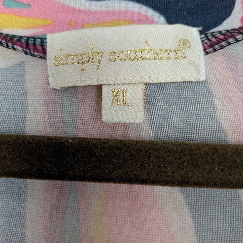 Simply Southern Navy Tunic with Pink & Light Blue Starfish Motif XL Beach Vacay - Picture 3 of 5